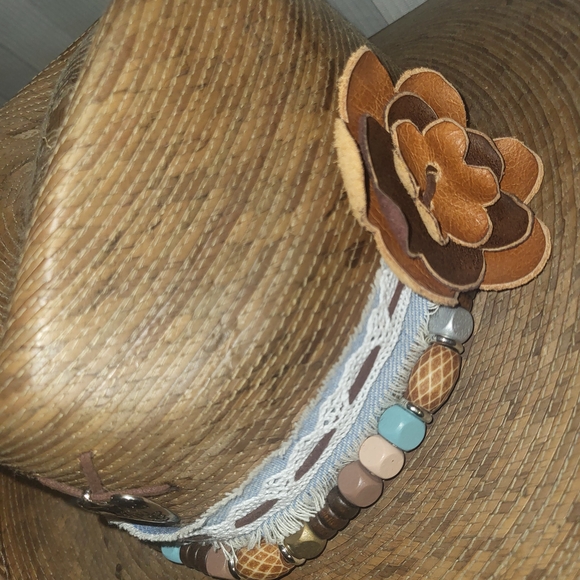 Western Style Brown Cowboy Hat with Beaded Band main image 4